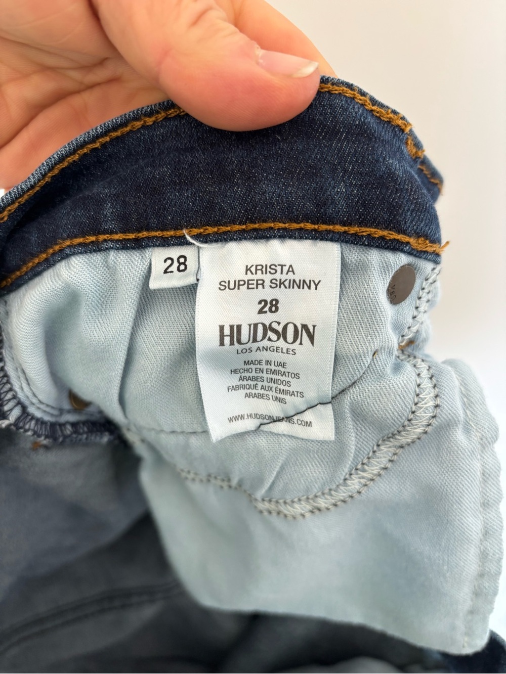 Hudson Dark Blue Jeans with Tan Stitching - Picture 3 of 4